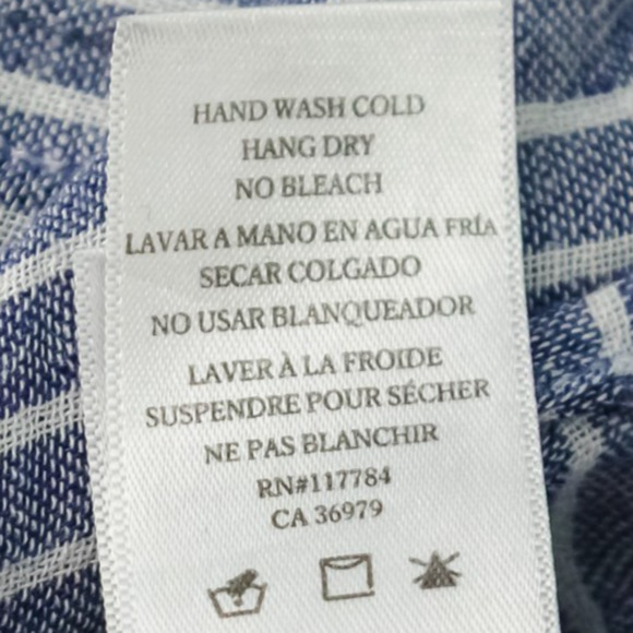 Rails Size Medium M Blue Sloane Terrenas Stripe Print Tie Button Tie Linen Top - Picture 6 of 7